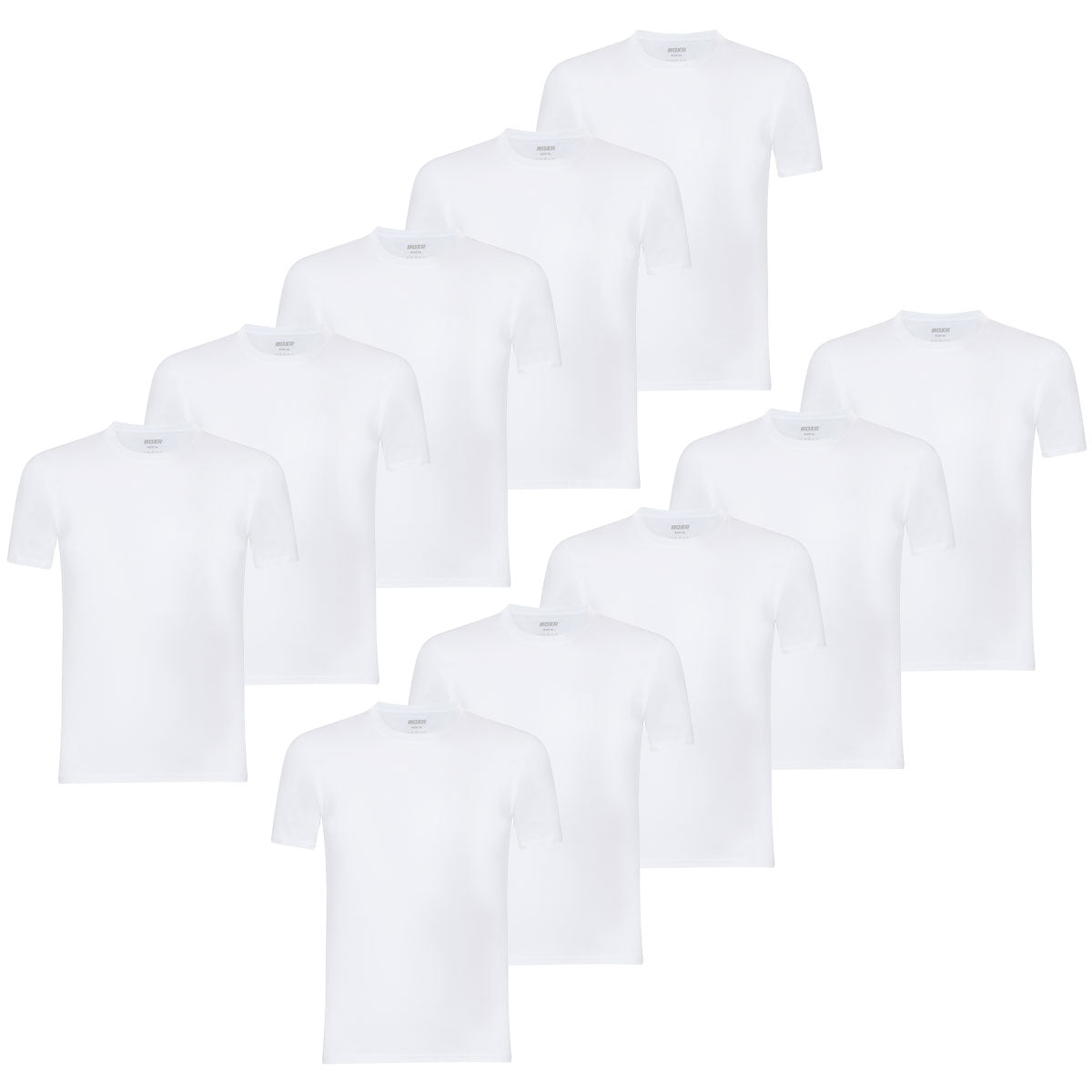 BOXR | Camisetas Casuales de Bambú - Pack de 10 - Blanco