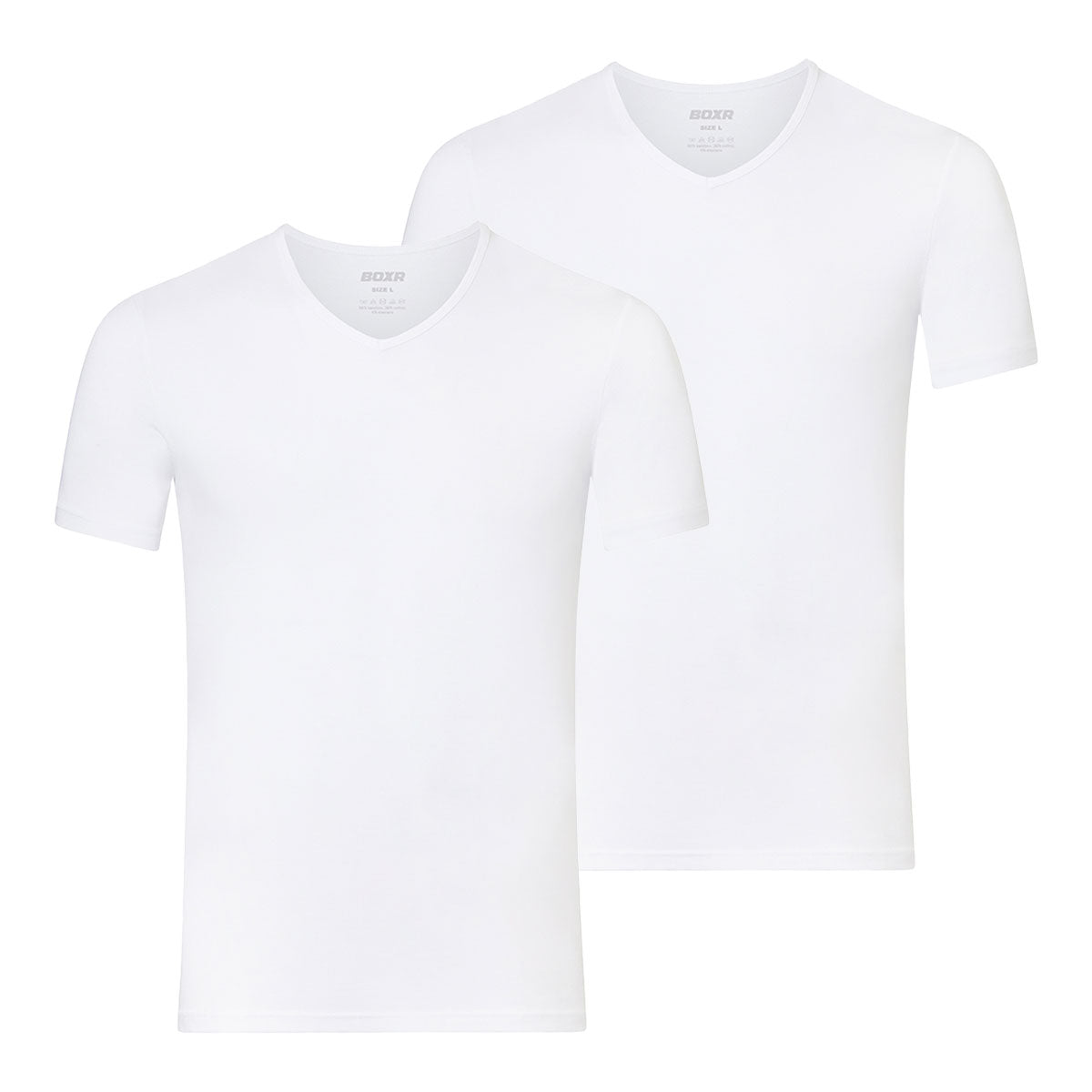 BOXR | Camisetas de Bambú con Cuello en V - Pack de 2 - Blanco
