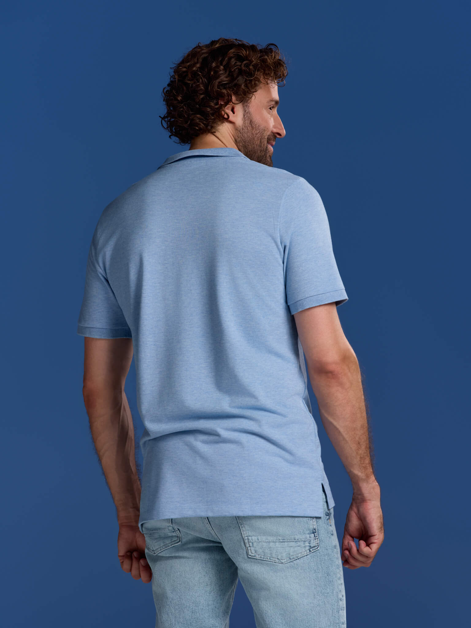 BOXR | Polo de bambú Pack de 2 Azul Claro Melange y Blanco