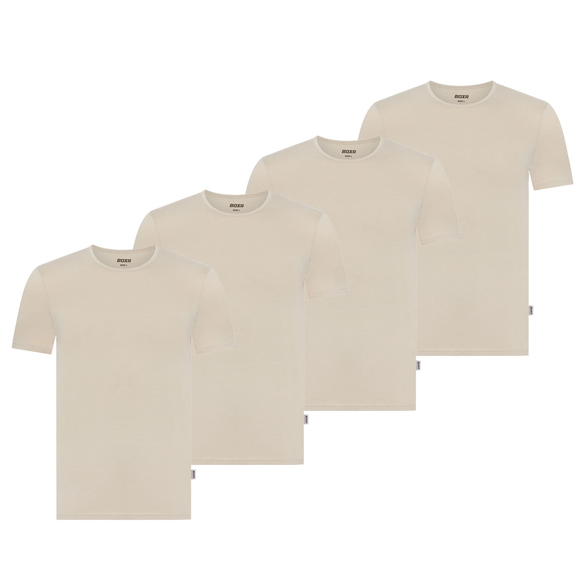 BOXR | Camiseta De Bambú - Pack de 4 - Beige Caqui