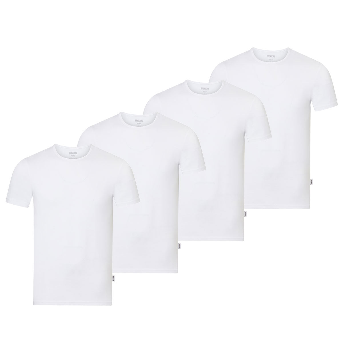 BOXR | Camiseta De Bambú - Pack de 4 - Blanco
