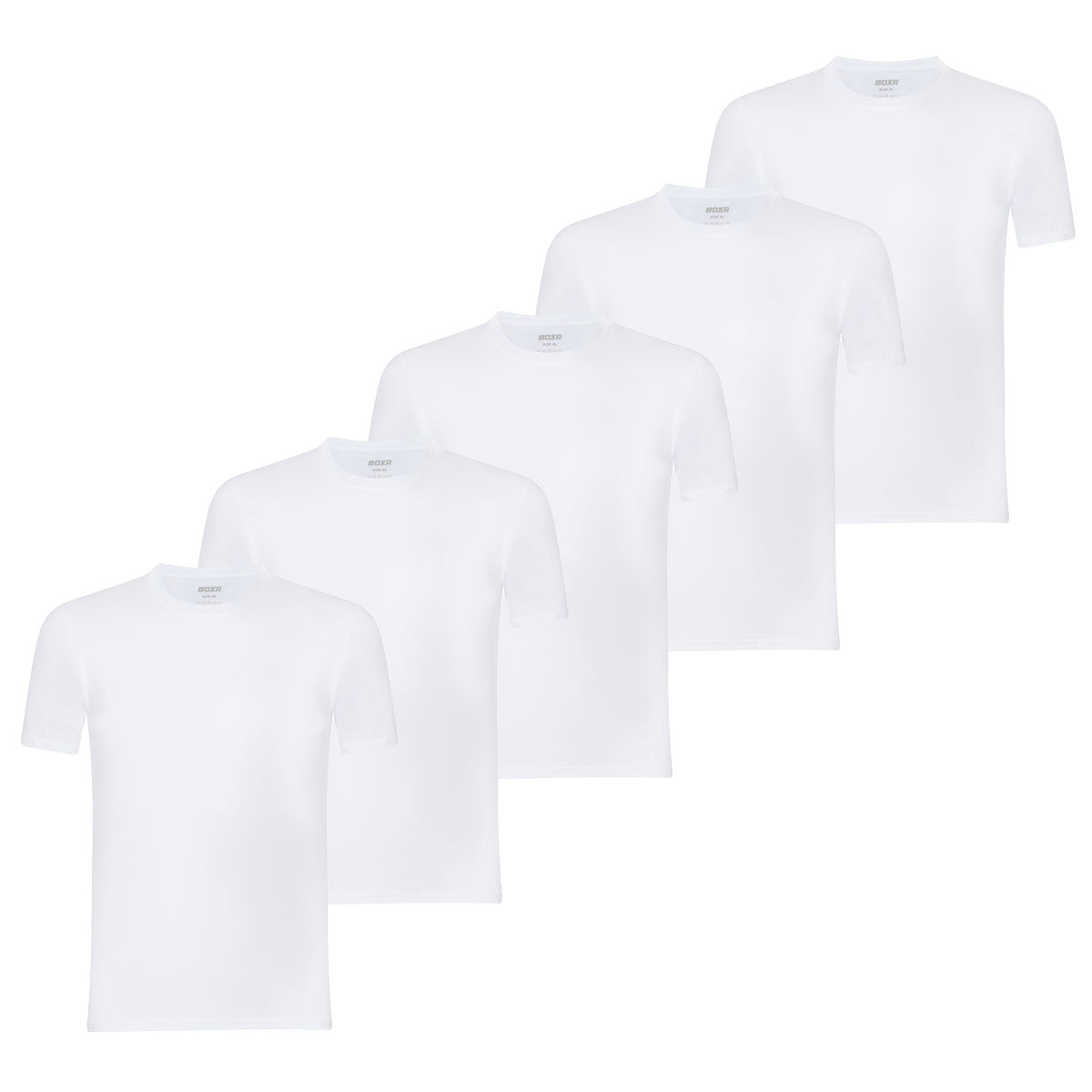BOXR | Camisetas Casuales de Bambú - Pack de 5 - Blanco