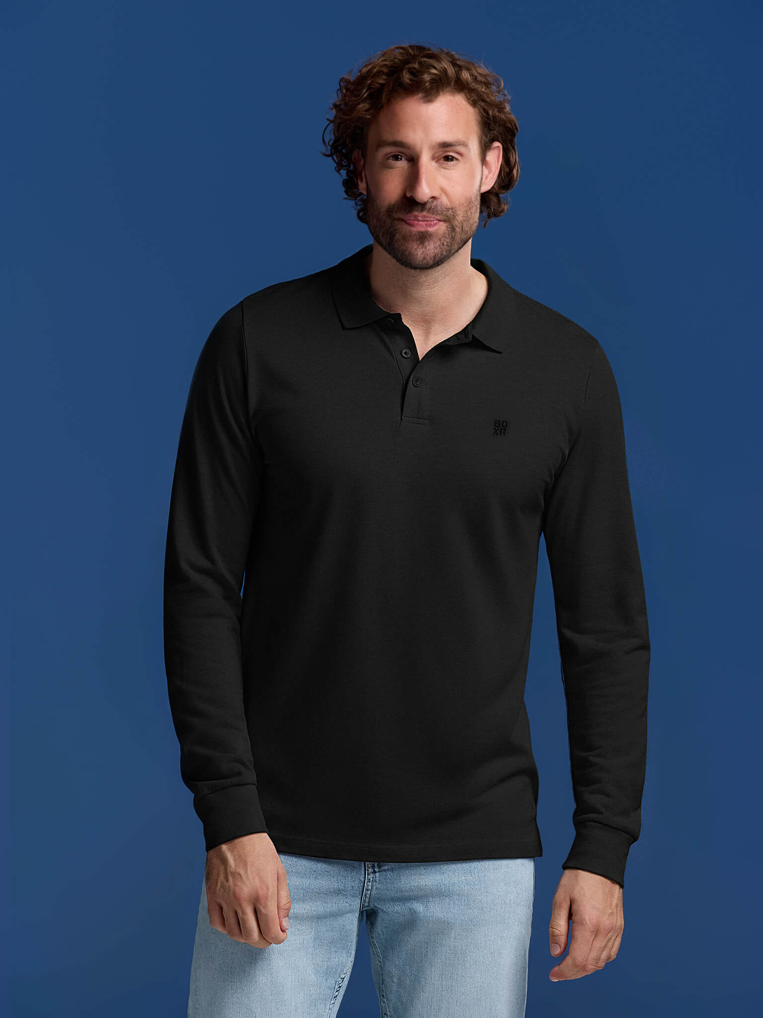 BOXR | Polo de Manga Larga de Bambú – Negro