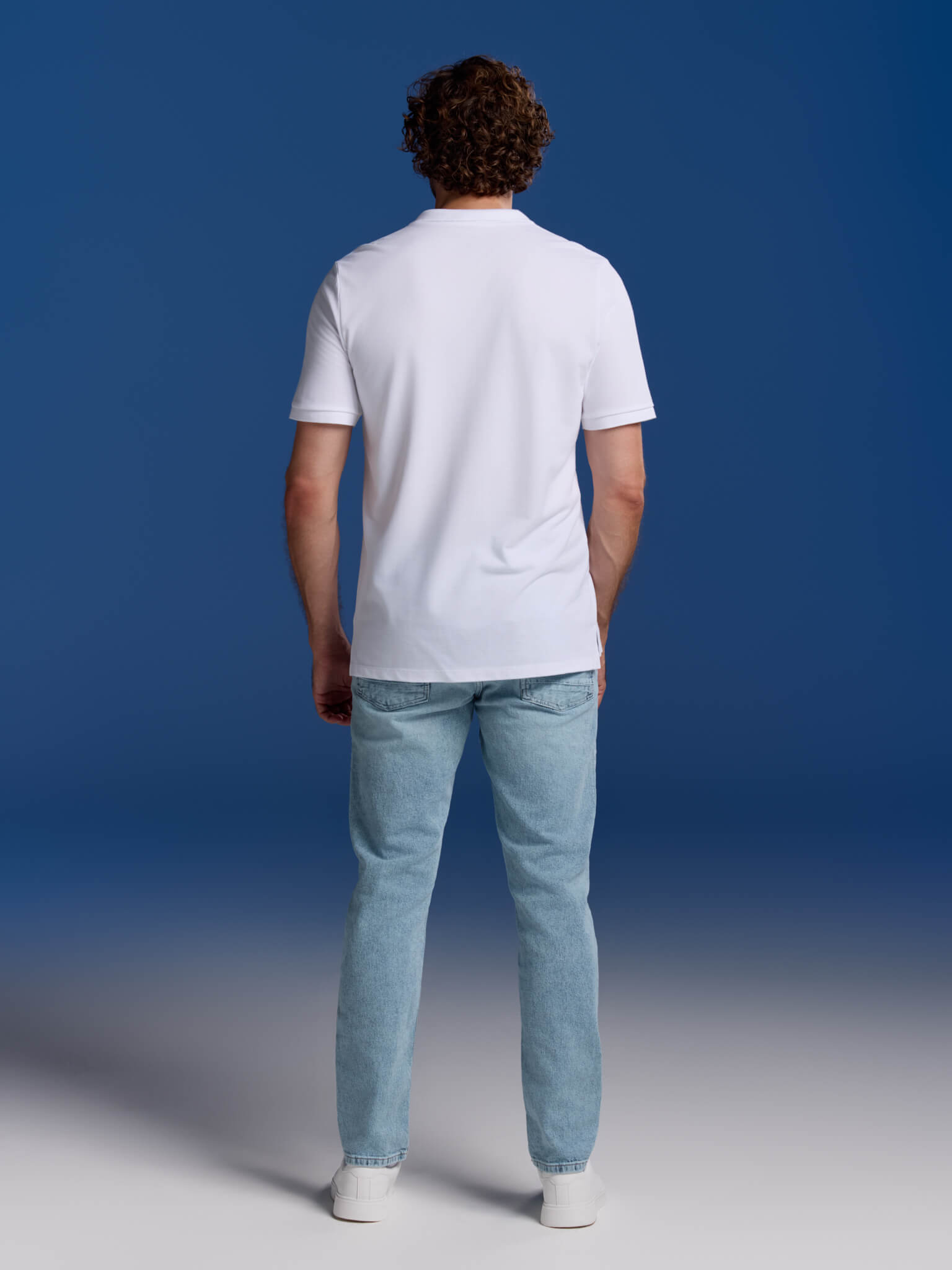 BOXR | Polo de bambú Pack de 2 Azul Claro Melange y Blanco