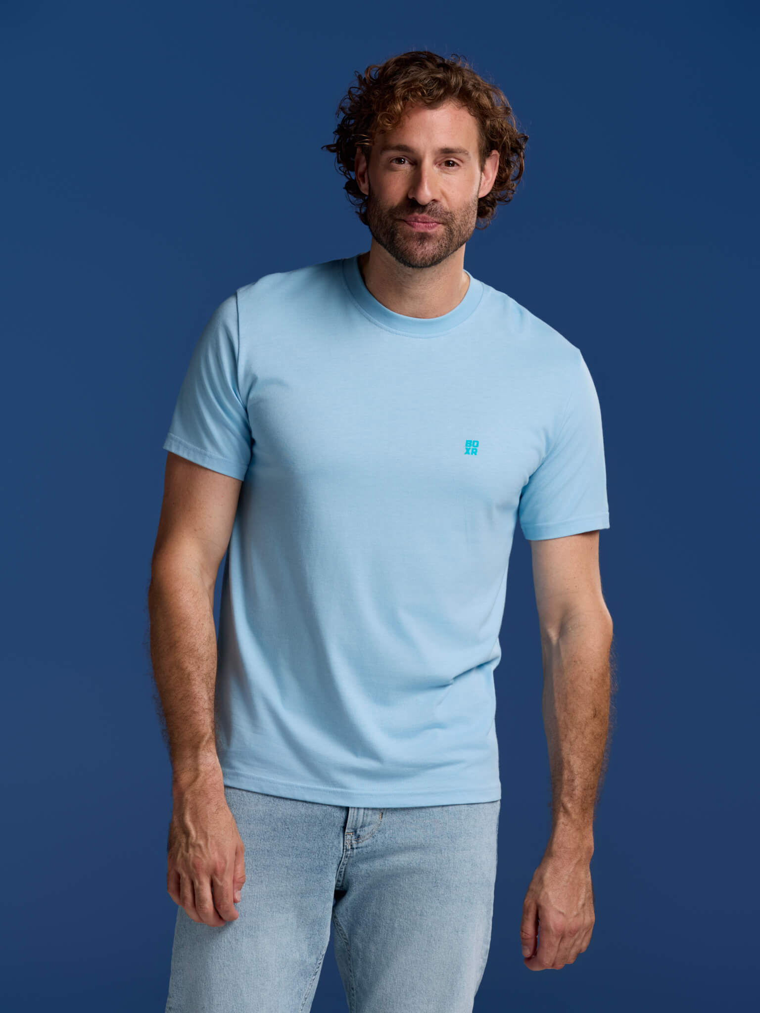 BOXR | Camisetas Casuales de Bambú - Pack de 1 - Azul Claro