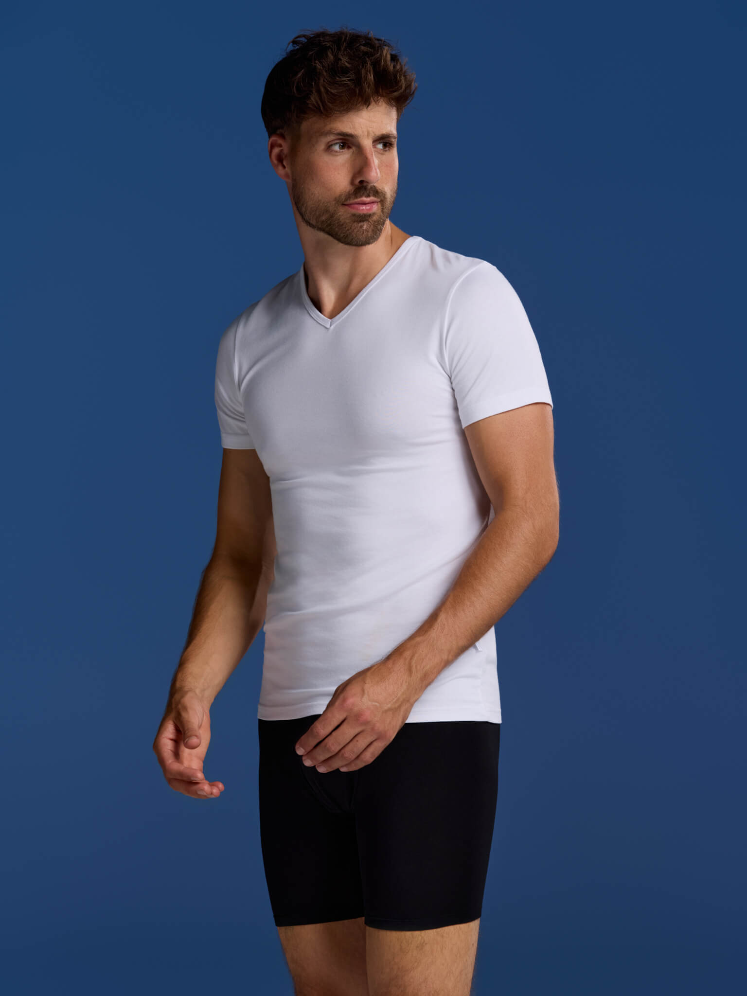 BOXR | Camisetas de Bambú con Cuello en V - Pack de 4 - Blanco