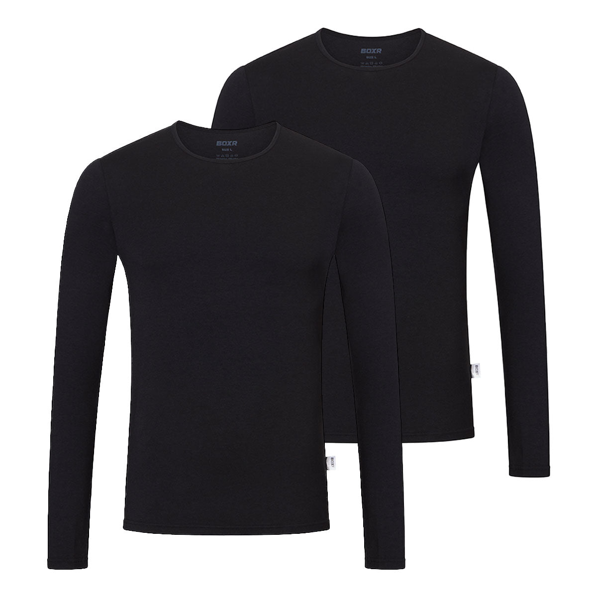 BOXR | Camisetas de Manga Larga de Bambú - Pack de 2 - Negro