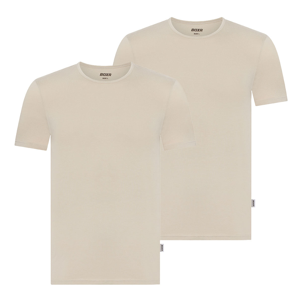 BOXR | Camiseta De Bambú - Pack de 2 - Beige Caqui