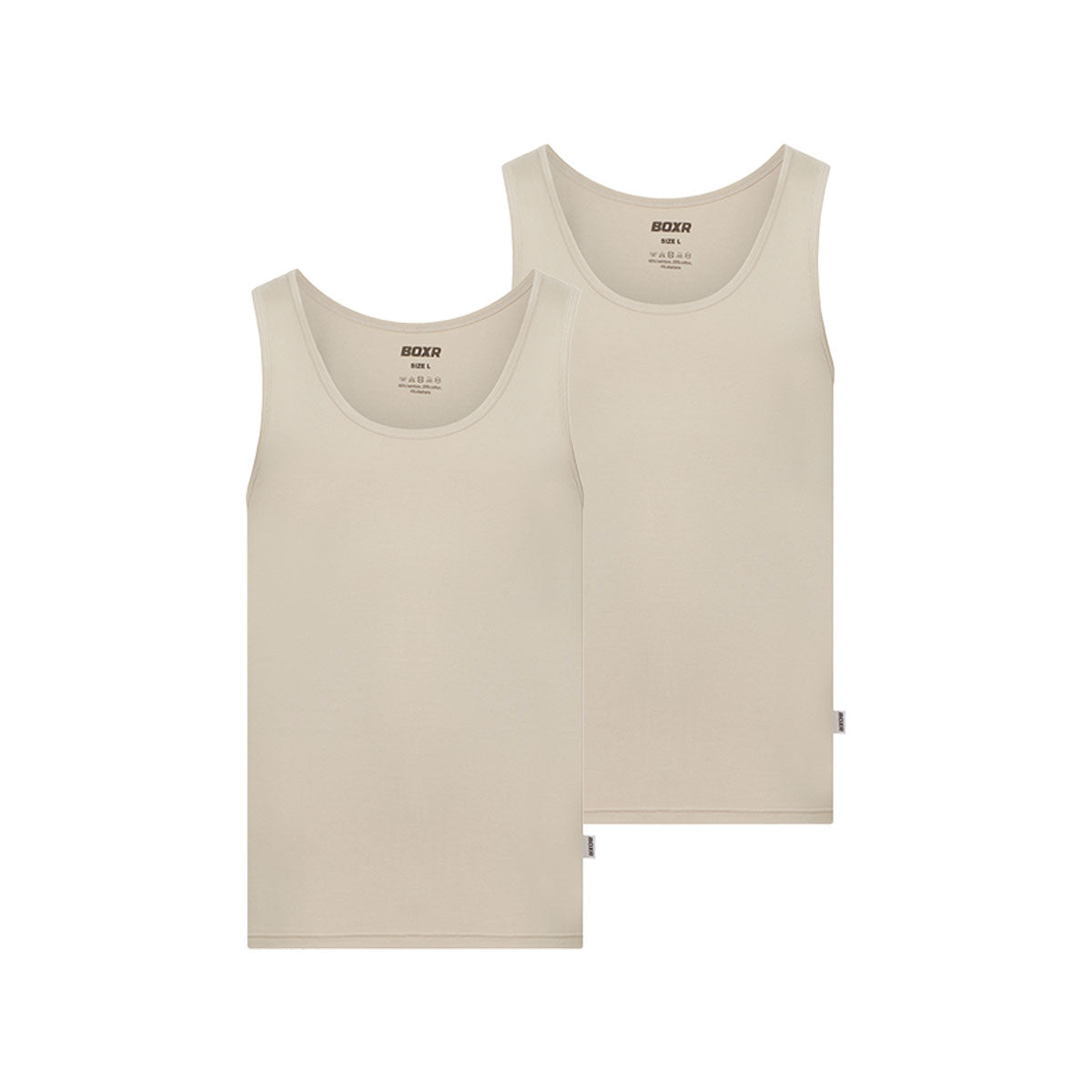 BOXR | Camiseta De Tirantes De Bambú - Pack de 2 - Beige Caqui