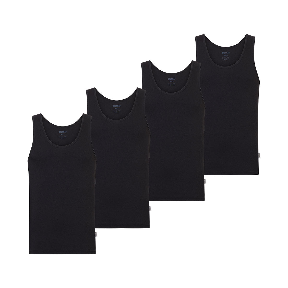 BOXR | Camiseta De Tirantes De Bambú - Pack de 4 - Negro