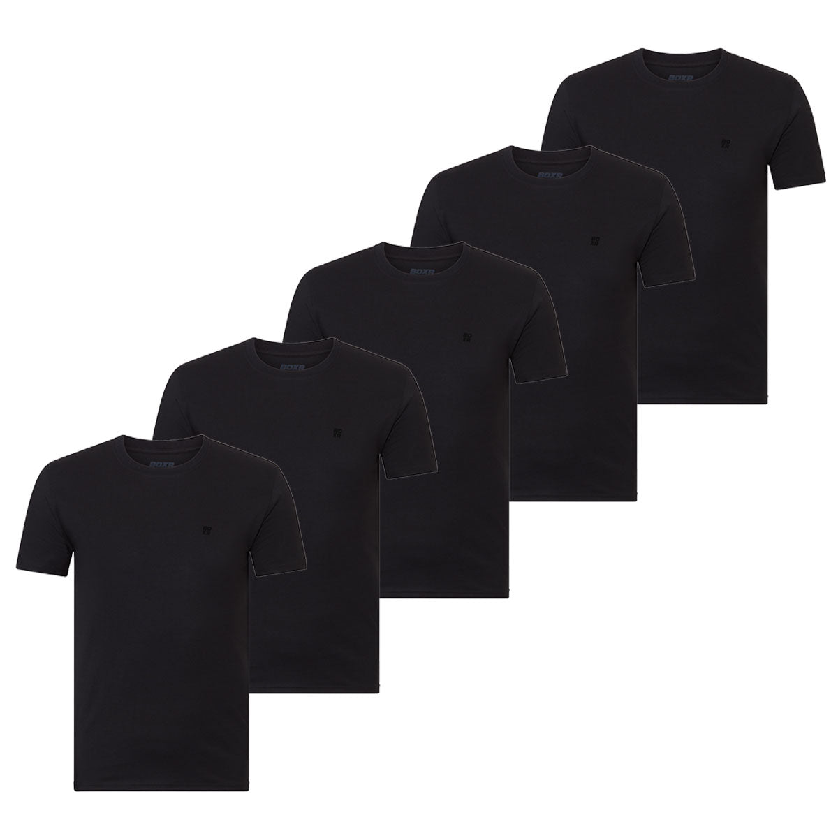 BOXR | Camisetas Casuales de Bambú - Pack de 5 - Negro