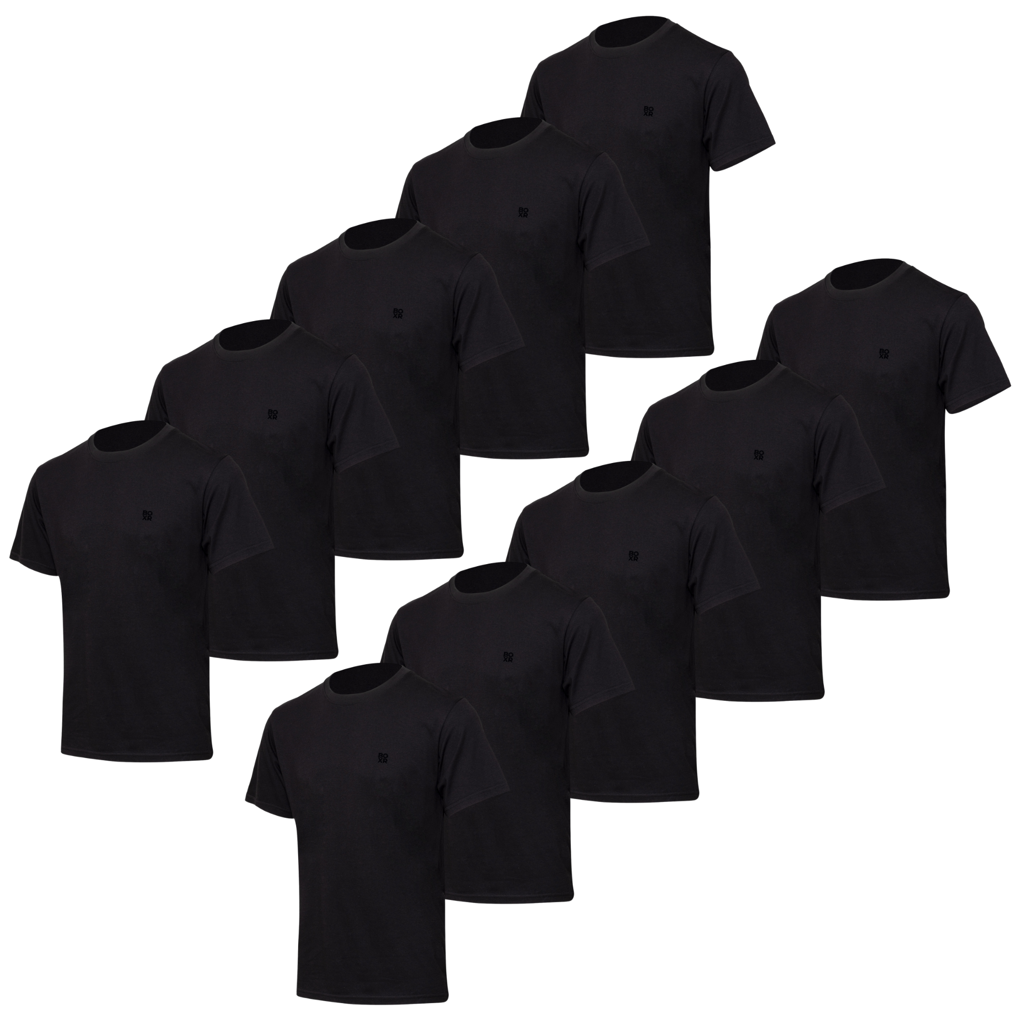 BOXR | Pack de 10 Camisetas Casuales de Bambú Negro