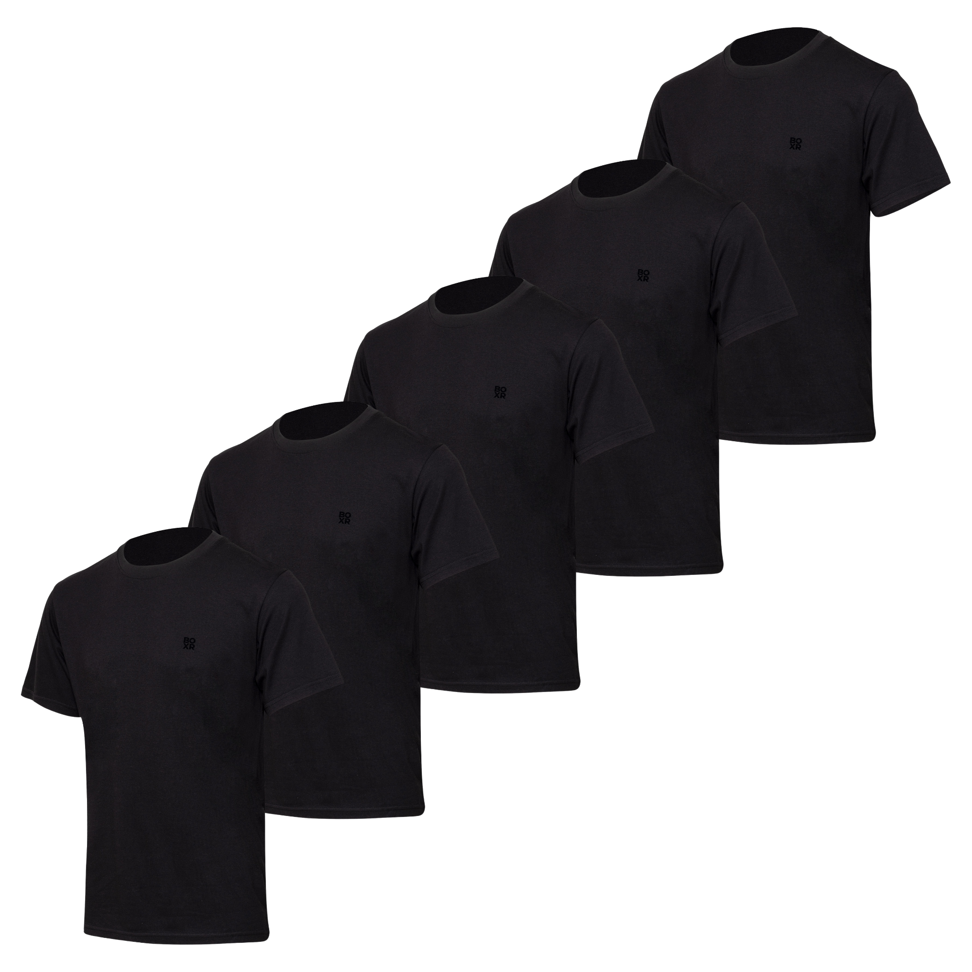 BOXR | Pack de 5 Camisetas Casuales de Bambú Negro