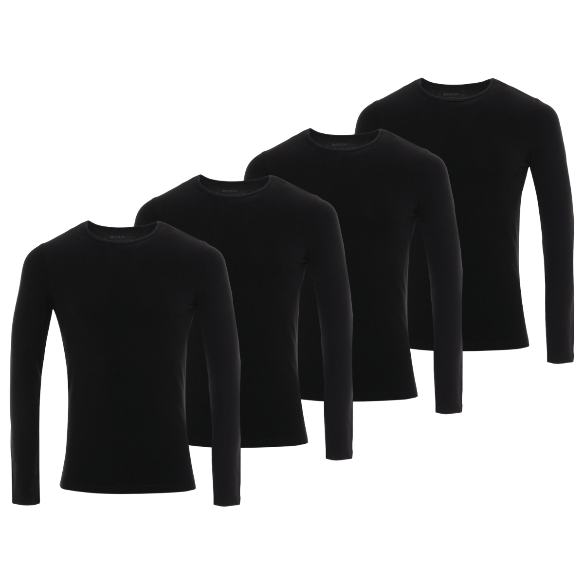 BOXR | Camisetas de Manga Larga de Bambú - Pack de 4 - Negro