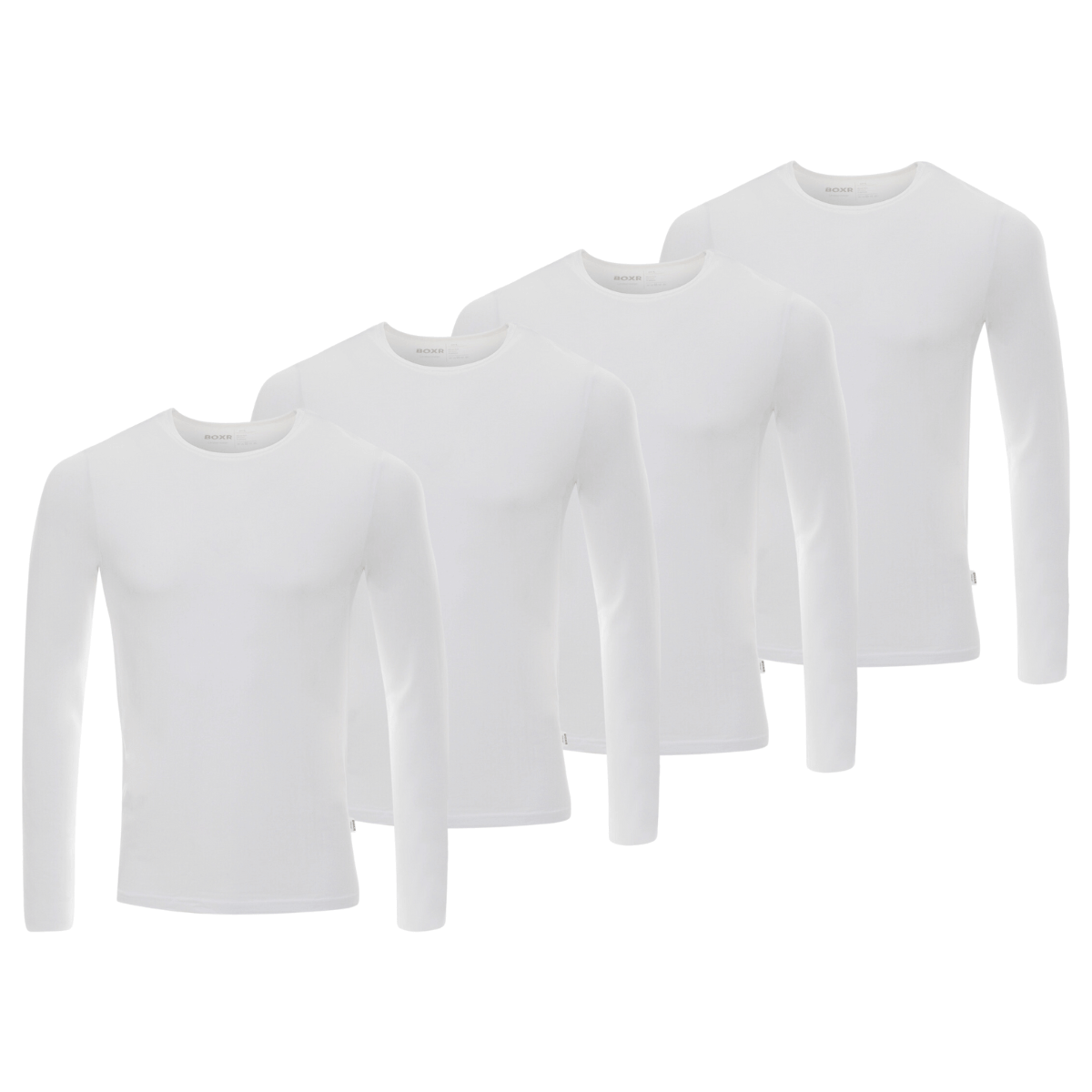 BOXR | Camisetas de Manga Larga de Bambú - Pack de 4 - Blanco