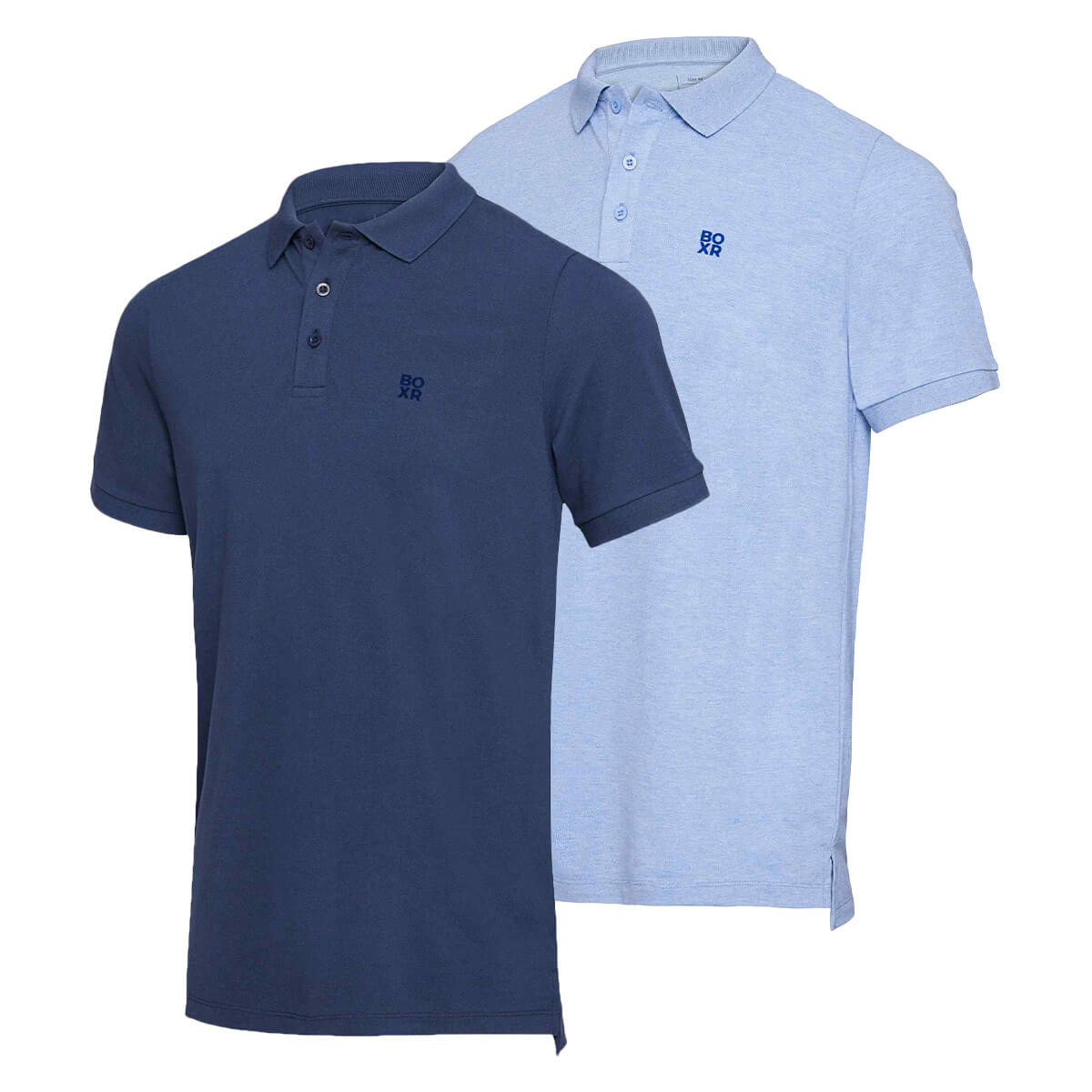 BOXR | Polo de bambú Pack de 2 Azul Marino y Azul Claro Melange