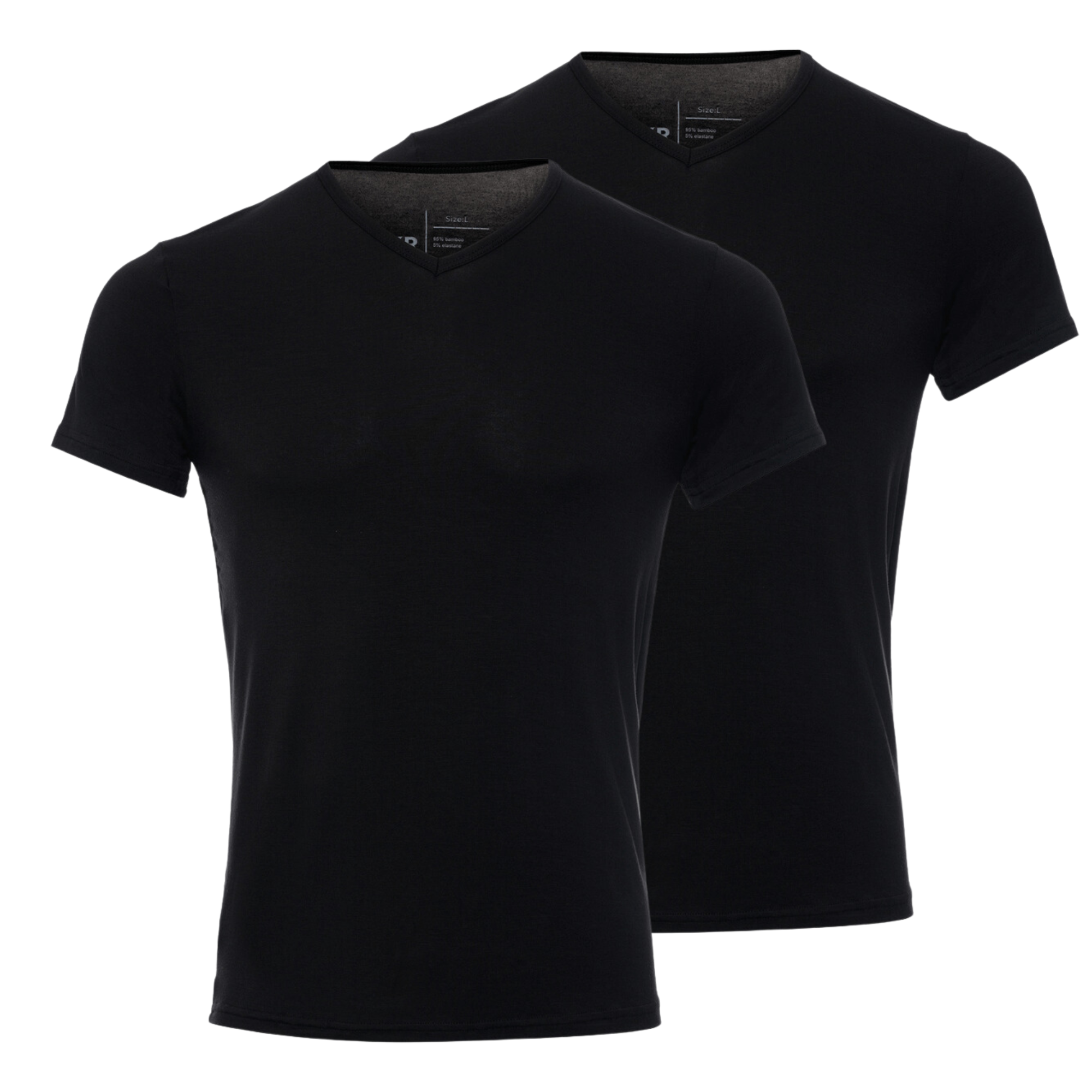 BOXR | Camisetas de Bambú con Cuello en V - Pack de 2 - Negro