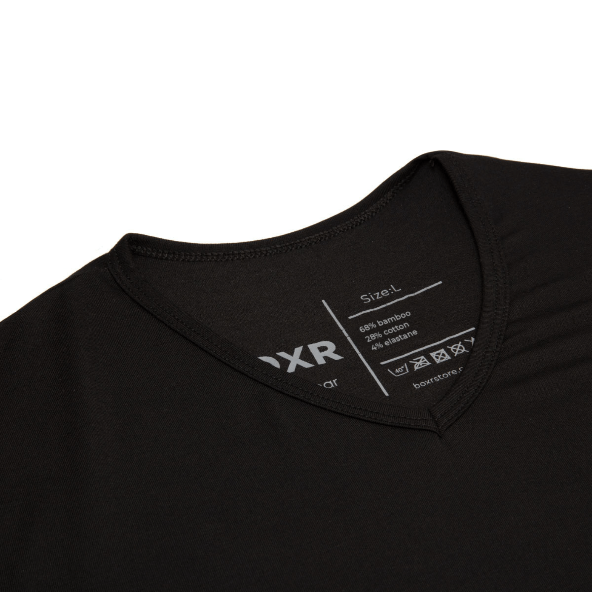 BOXR | Camisetas de Bambú con Cuello en V - Pack de 2 - Negro