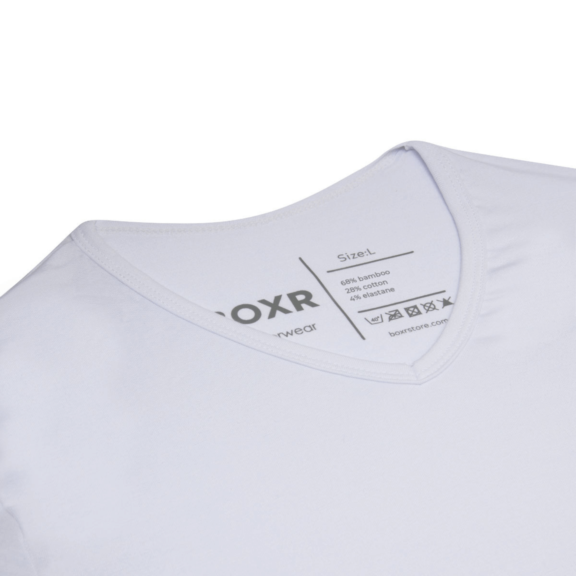 BOXR | Camisetas de Bambú con Cuello en V - Pack de 2 - Blanco