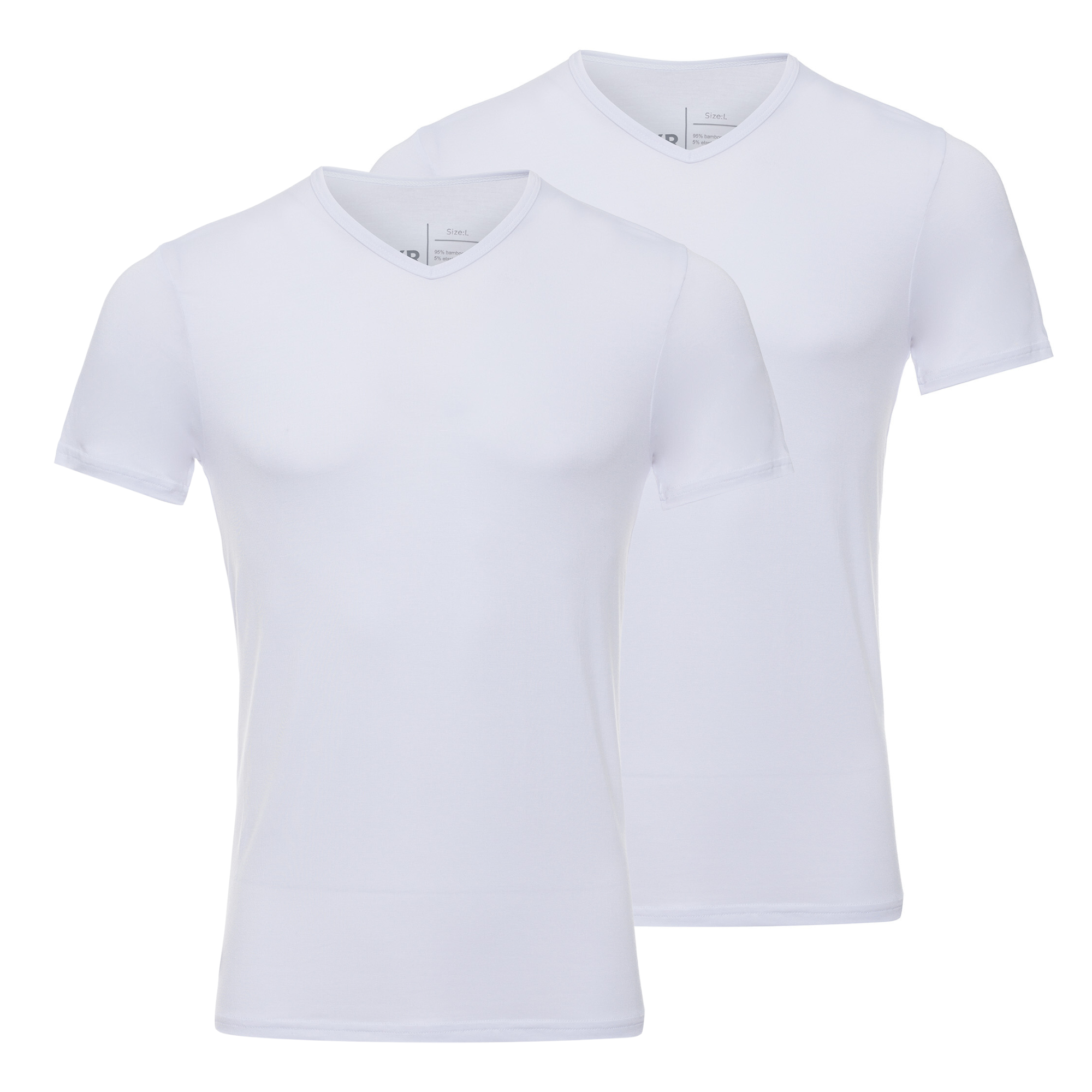 BOXR | Camisetas de Bambú con Cuello en V - Pack de 2 - Blanco