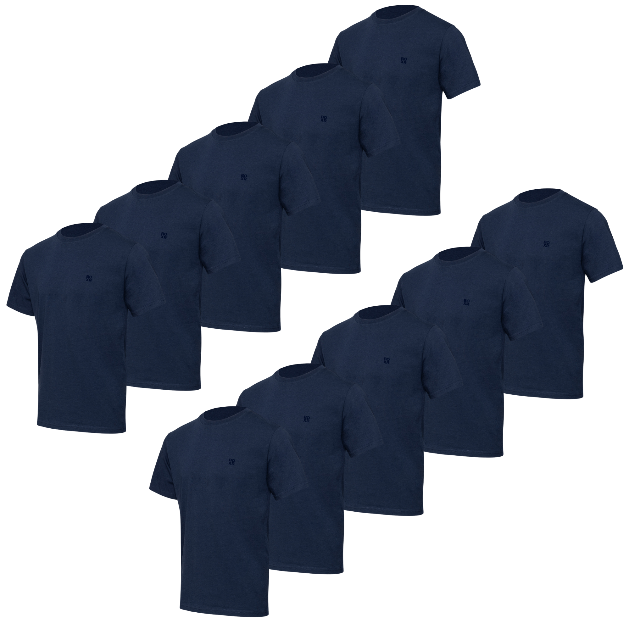 BOXR | Pack de 10 Camisetas Casuales de Bambú Azul Marino